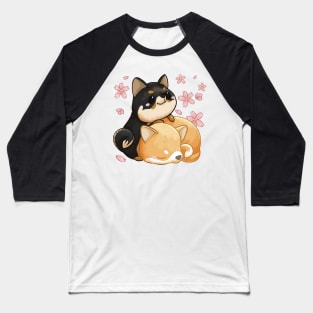 Shiba Inu and Cherry Blossoms Baseball T-Shirt